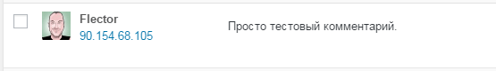 Пример обычного комментария с записанным IP